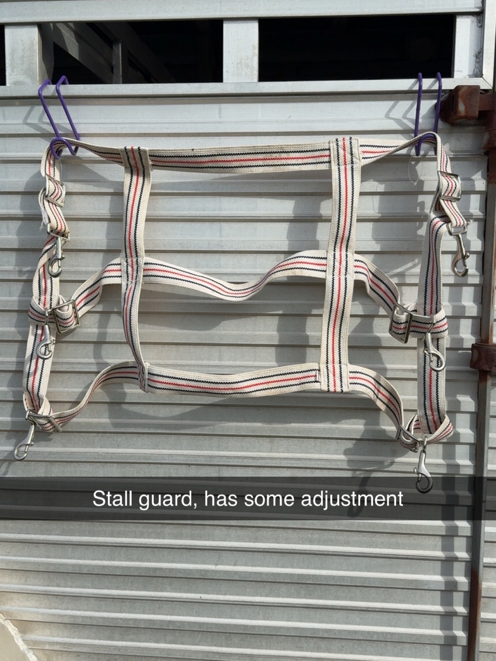 Striped Stall Guard Halter - Cream with Black & Red Stripes